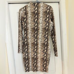 Snakeskin Print Long Sleeve Dress- Medium